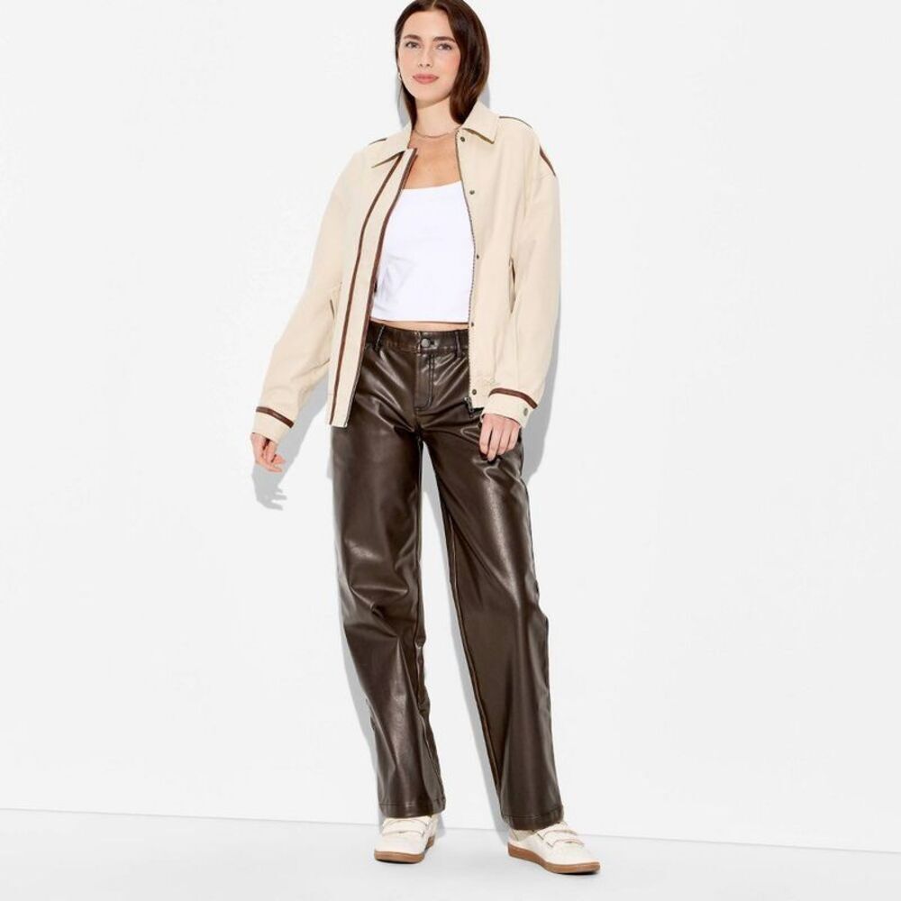 Women's Straight Leg Faux Leather Pants - Wild Fable Brown 0